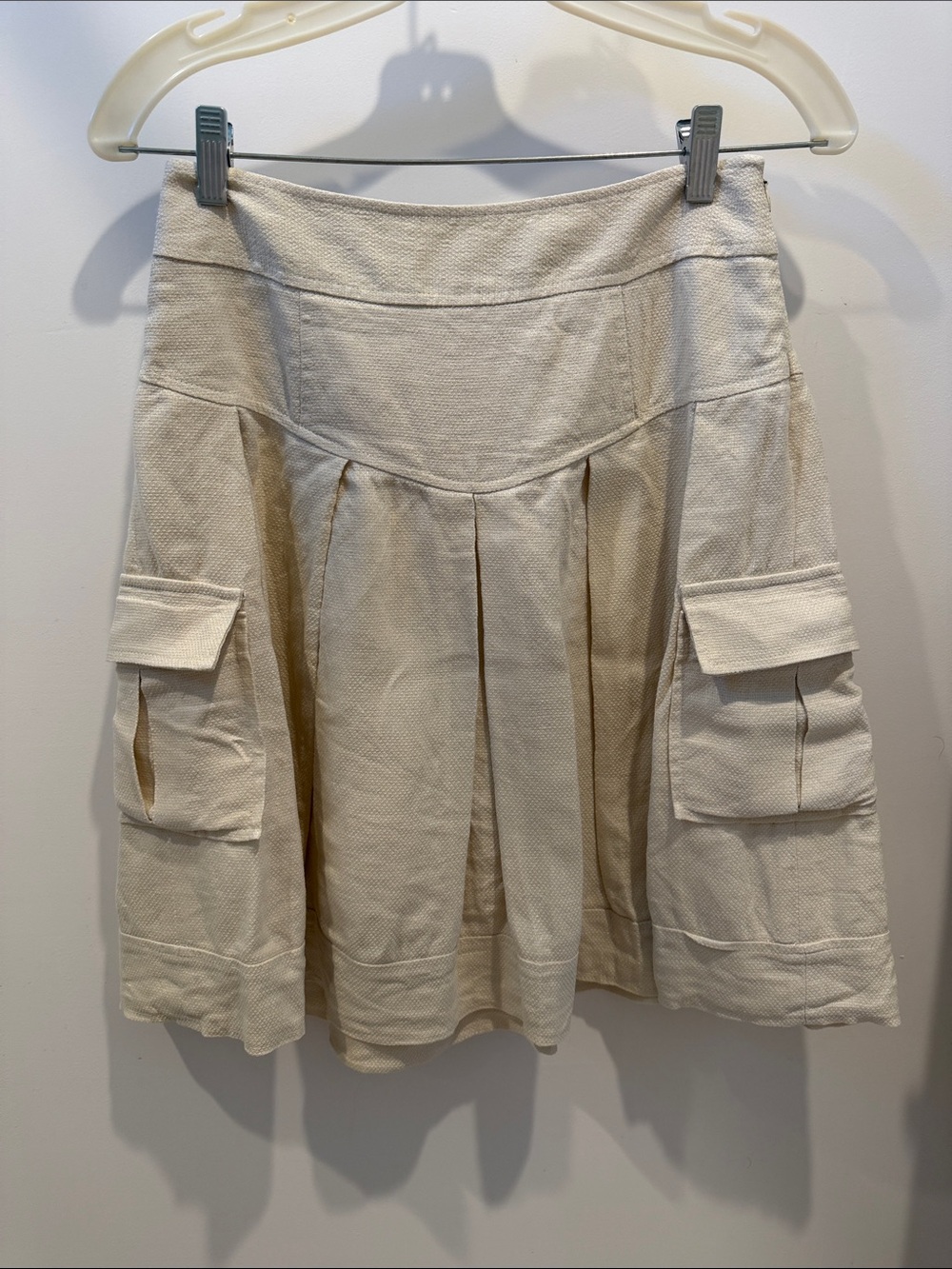 Vintage Diane von Furstenberg Beige Cotton Cargo Skirt
